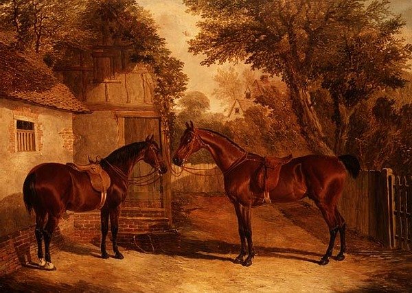 Cazadores de bahía fuera de una casa de campo de John Frederick Herring Senior