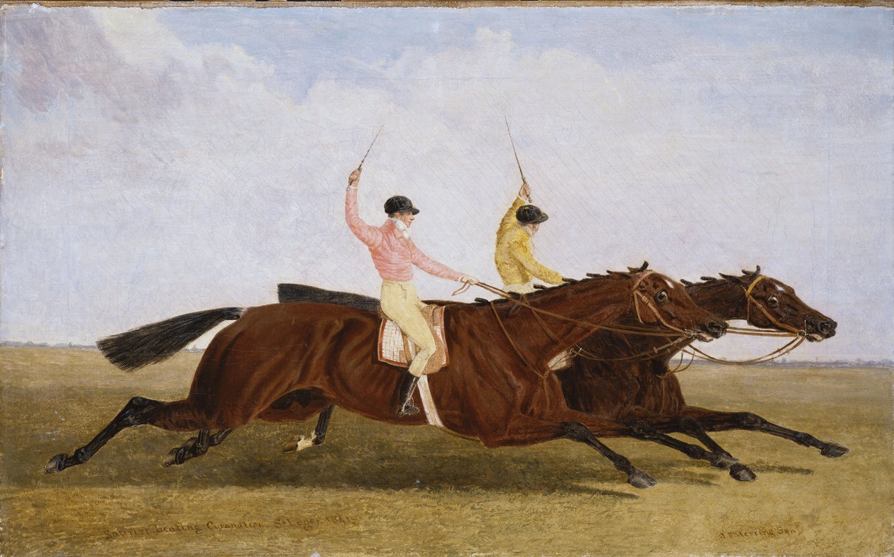 Satirista con William Scott Up Beating Coronation con John Day Up - El St. Leger 1841 de John Frederick Herring Senior