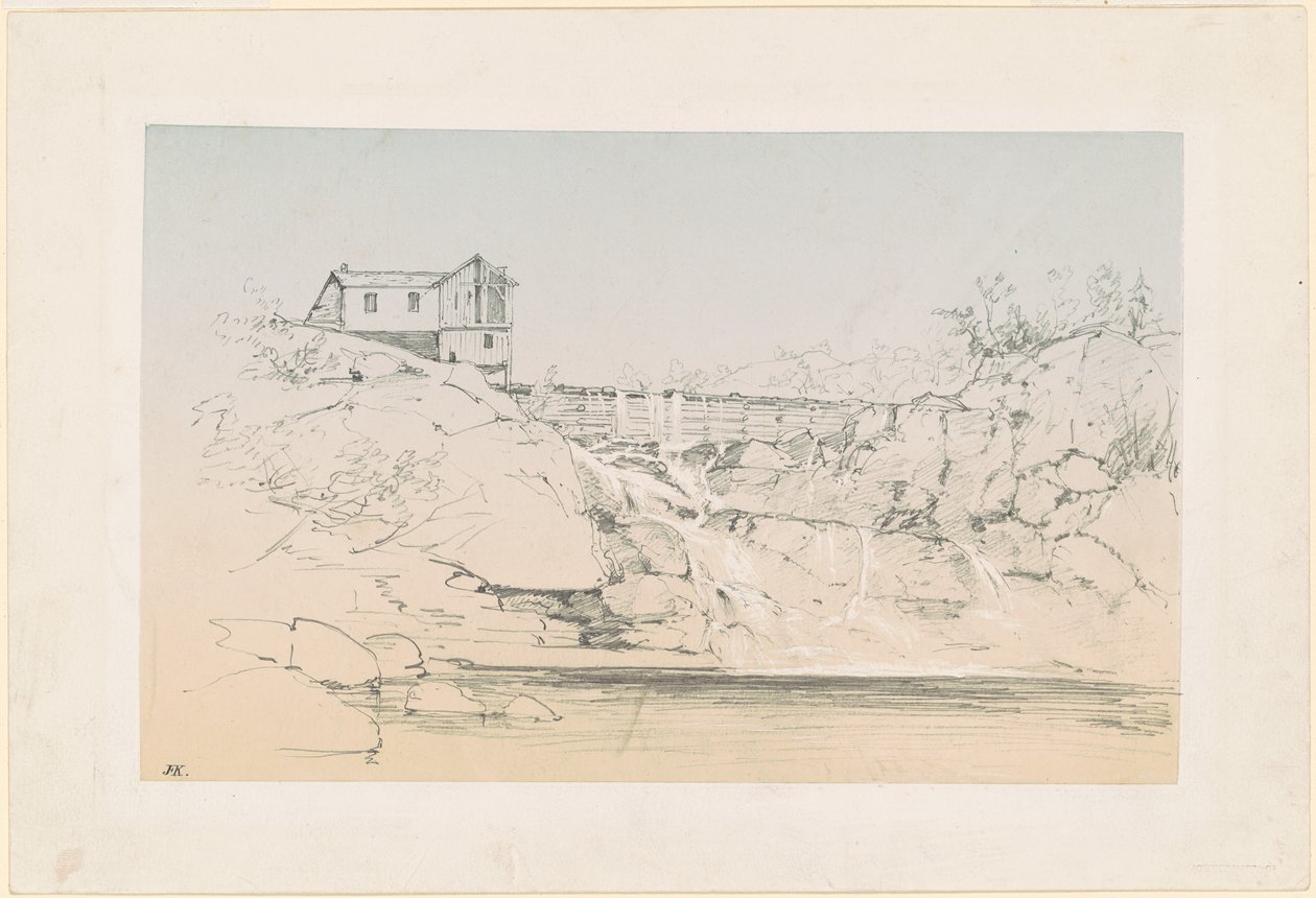 Edificio junto a una presa de John Frederick Kensett