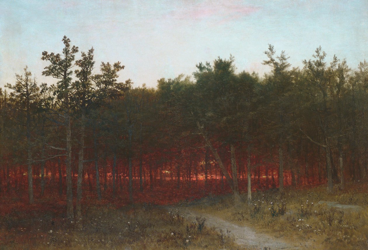 Crepúsculo en los cedros en Darien, Connecticut, 1872 de John Frederick Kensett