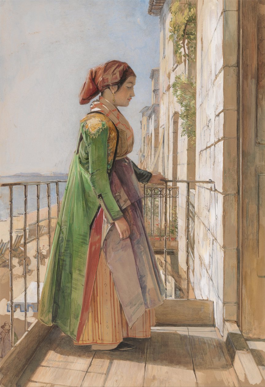Una chica griega en un balcón de John Frederick Lewis