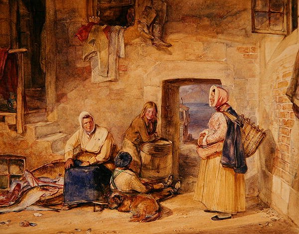Pescadoras de Newhaven, Edimburgo, c.1831-32 (acuarela sobre papel) de John Frederick Lewis