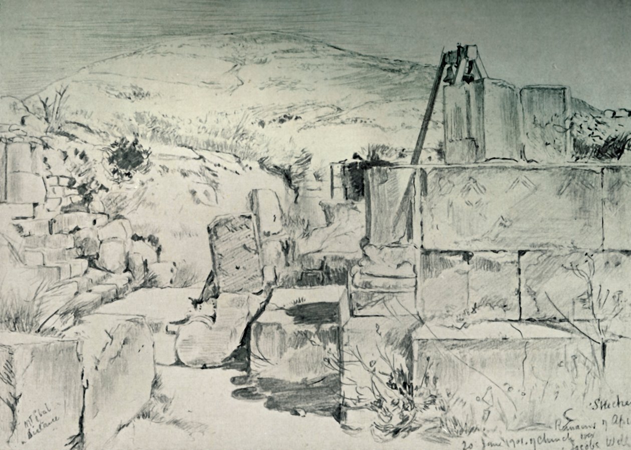 Ábside de la iglesia del siglo IV sobre el pozo de Jacob en Shechum Nablus, 1902 de John Fulleylove