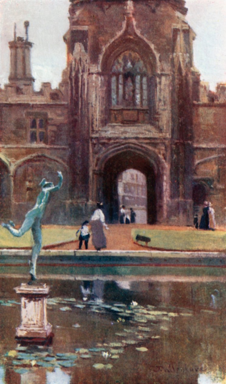 Christ Church College - Tom Quadrangle (litografía en color) de John Fulleylove