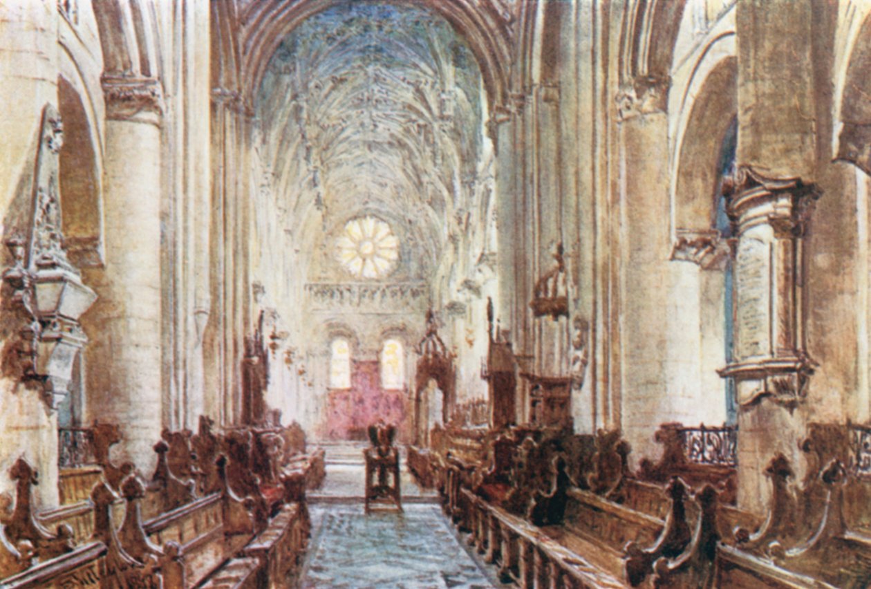 Interior de la catedral de Christ Church (litografía en color) de John Fulleylove