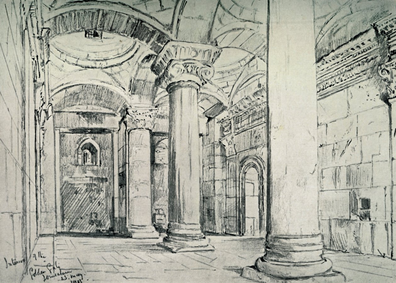 Jerusalén - El Interior de la Puerta Dorada o Hermosa, 1902 de John Fulleylove