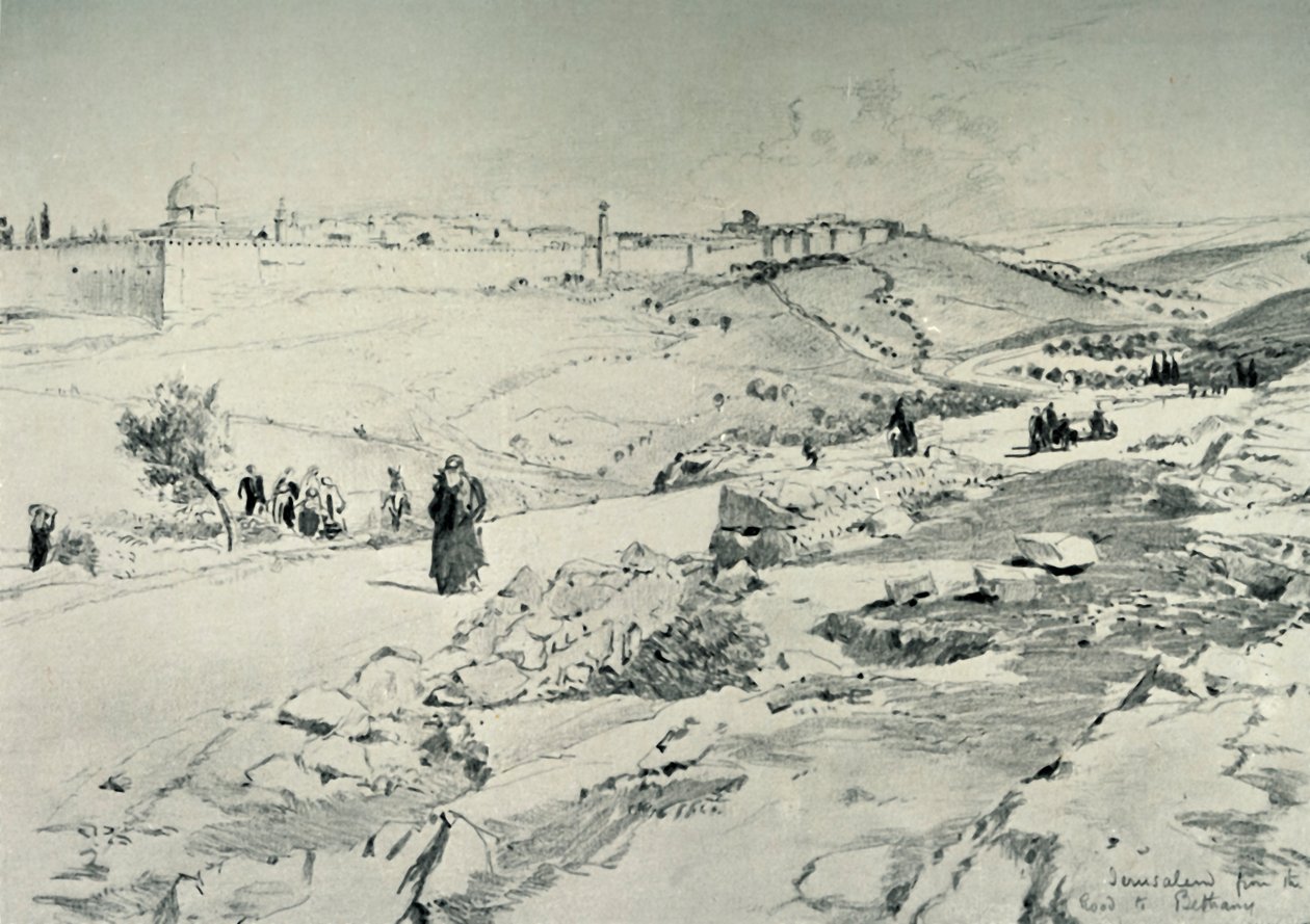 Jerusalén, con el Camino desde Betania, 1902 de John Fulleylove
