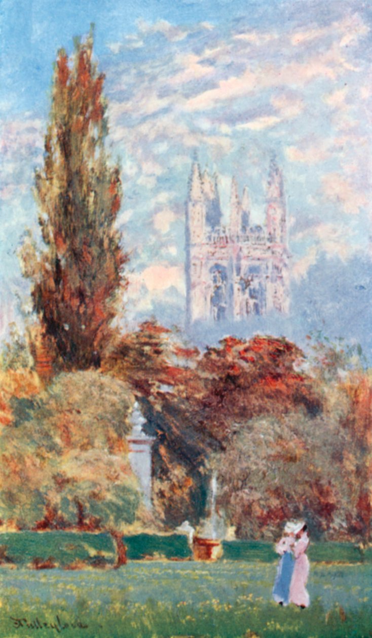 Torre Magdalen y Jardín Botánico (litografía en color) de John Fulleylove