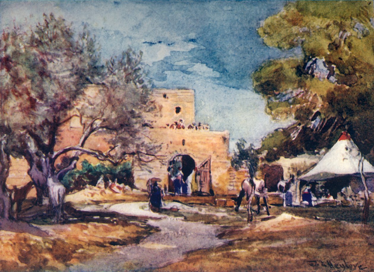 Edificio medieval fuera del muro norte de Jerusalén, 1902 de John Fulleylove