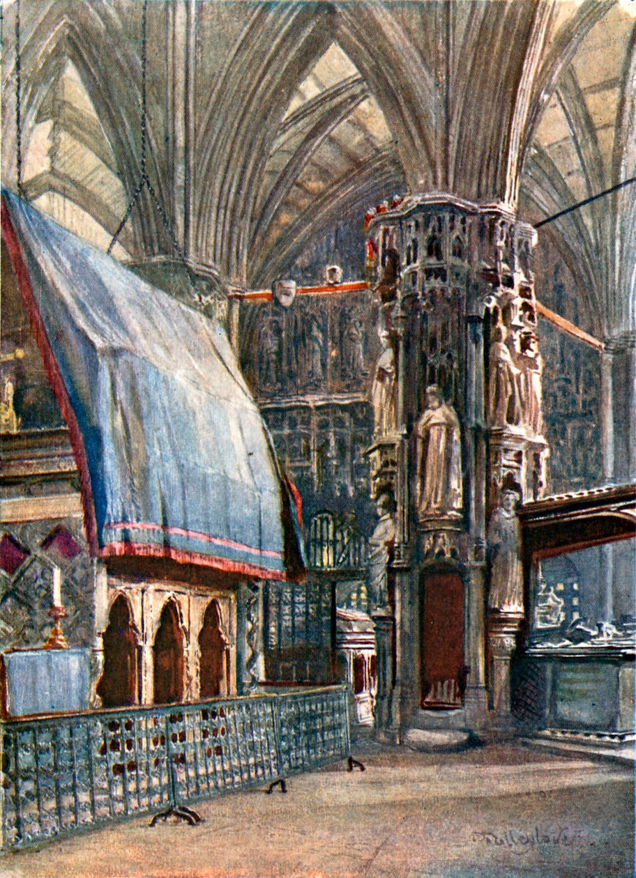 Santuario de San Eduardo y Capilla de la Capilla de Enrique V (litografía en color) de John Fulleylove