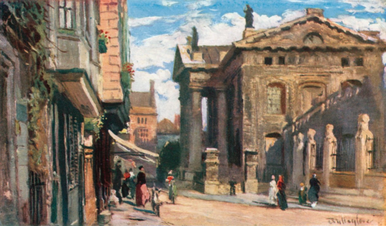 El edificio Clarendon, mirando al este (litografía en color) de John Fulleylove