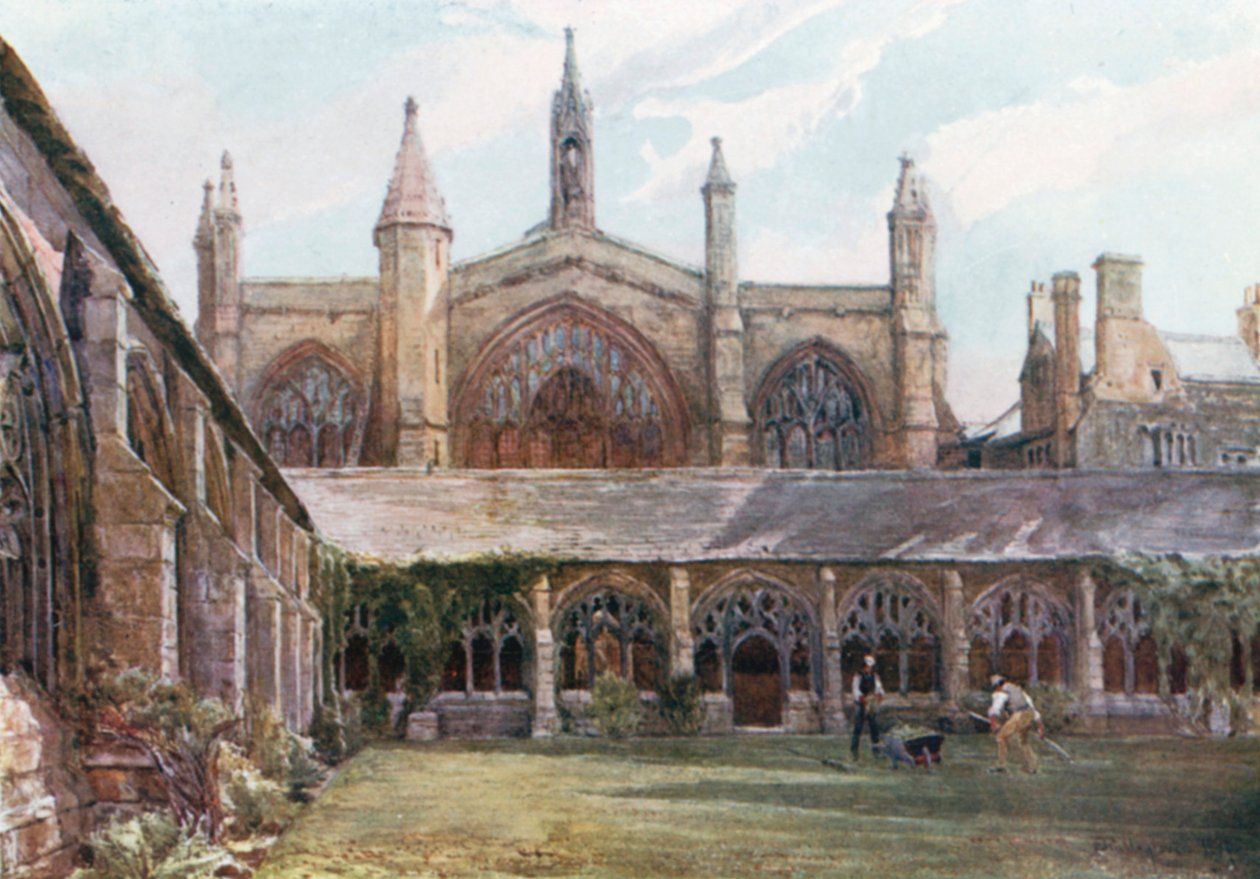 The Cloisters, New College (litografía en color) de John Fulleylove
