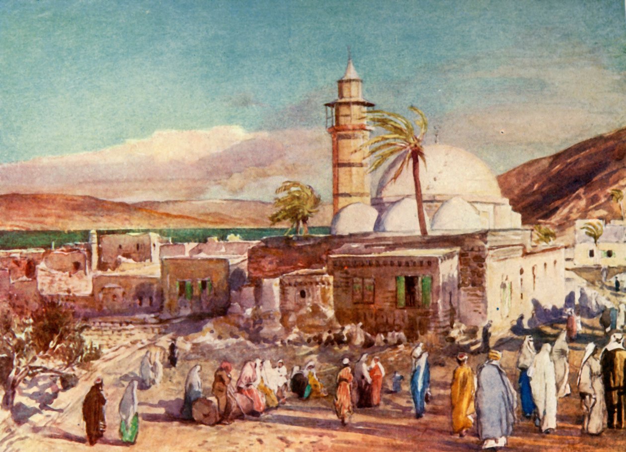 La mezquita en Tiberíades y el lago de Galilea, 1902 de John Fulleylove