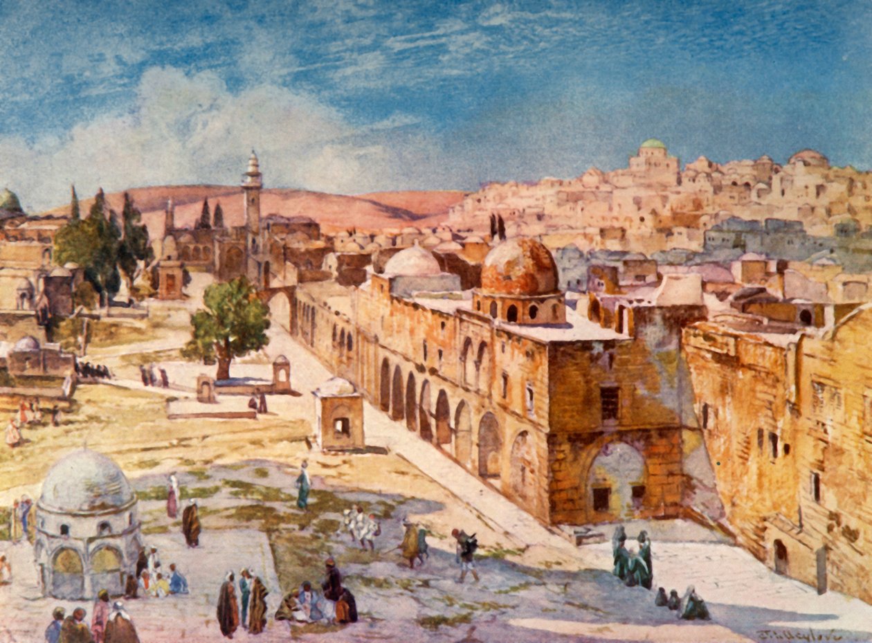 Lado oeste del área del templo desde los cuarteles cerca del sitio de la Torre de Antonia, 1902 de John Fulleylove