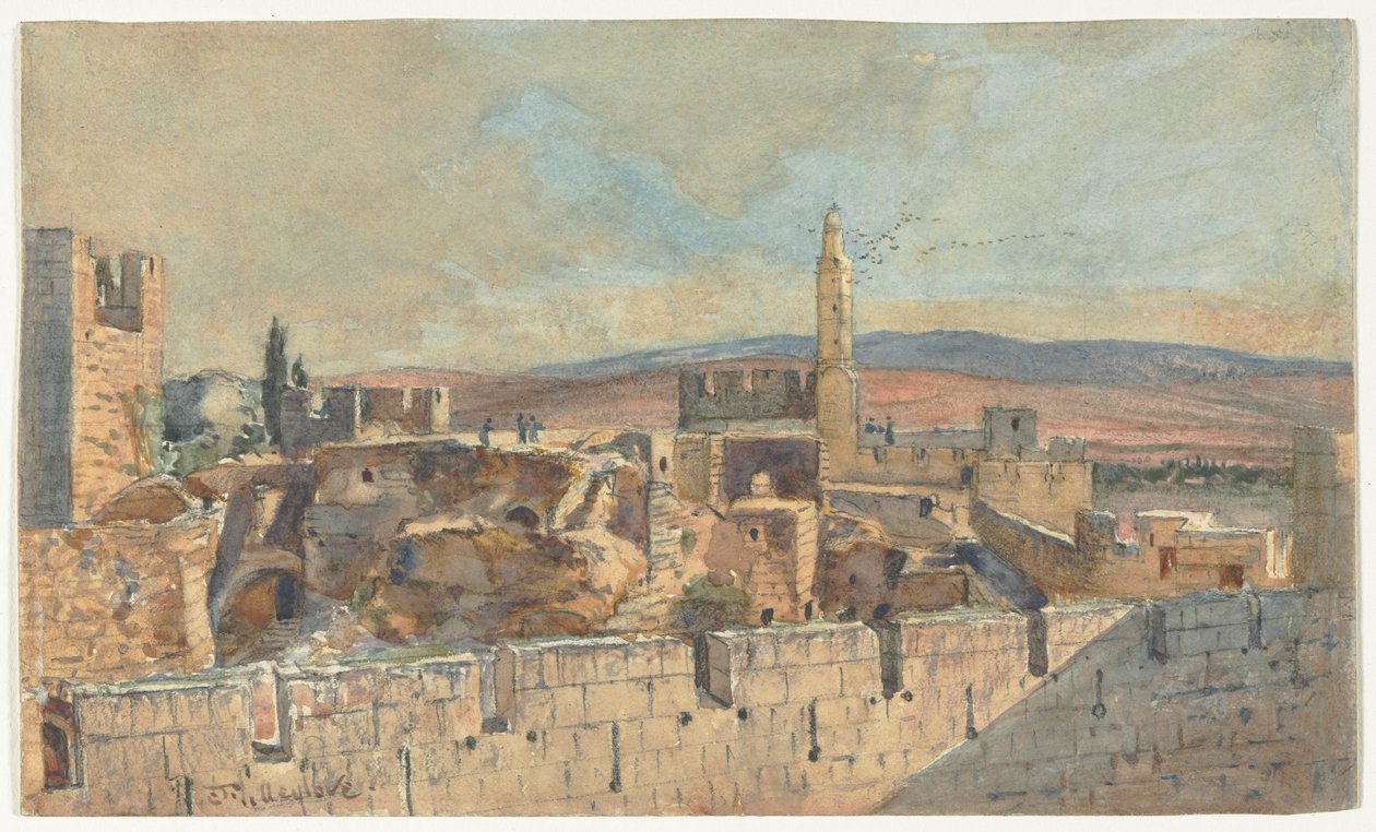 Vista de la Ciudad Vieja de Jerusalén, segunda mitad de 1800 de John Fullylove