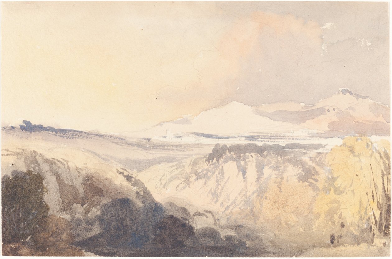 Paisaje con una cadena montañosa distante de John Gendall
