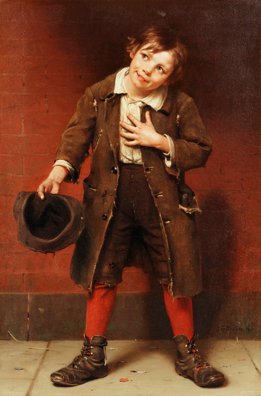 Niño mendigo, c.1885-1887 de John George Brown