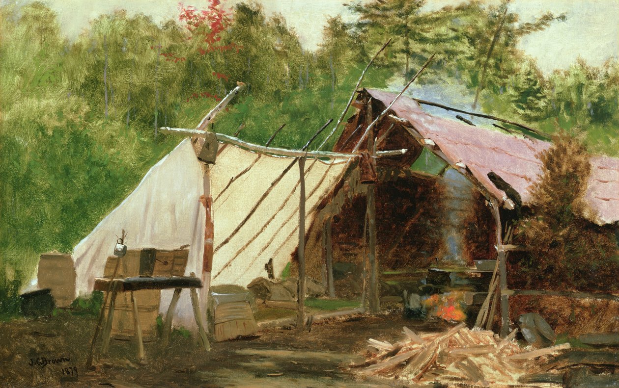 Campamento en el bosque de Maine, No.3 de John George Brown