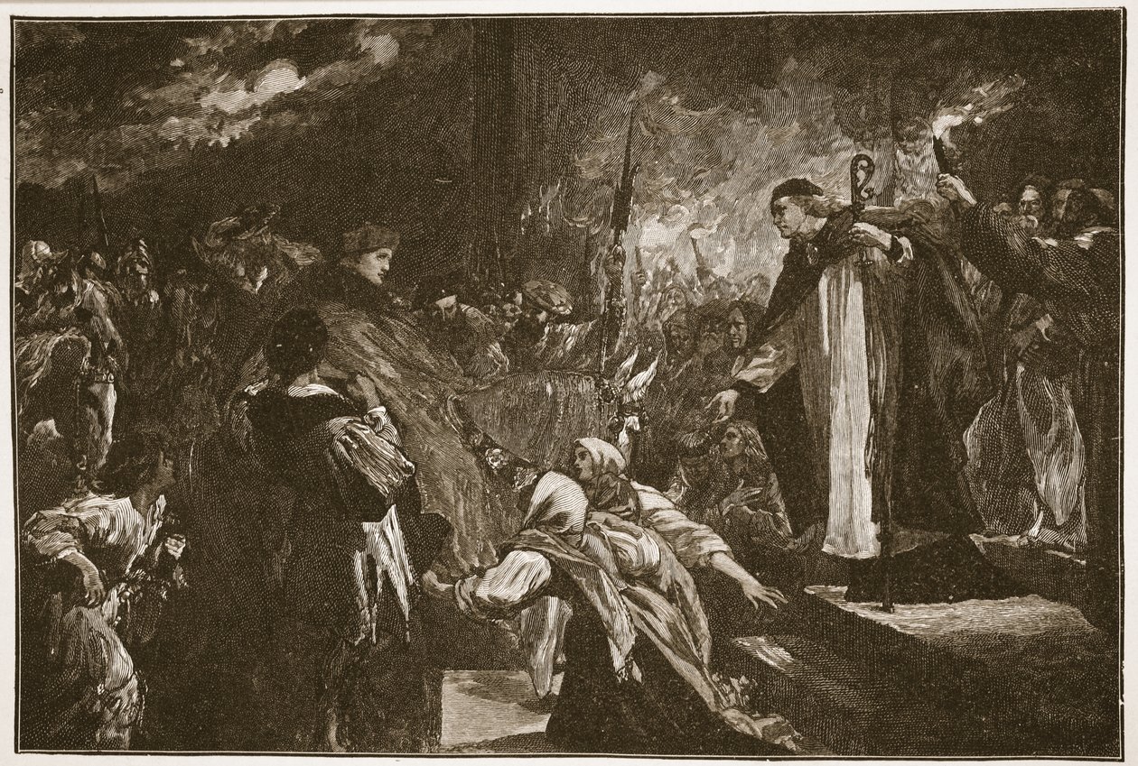 Cardenal Wolsey en la Abadía de Leicester, ilustración de 