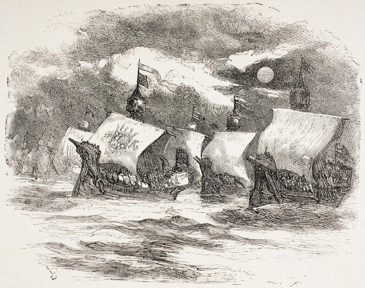 La flota del rey Enrique zarpa hacia Francia, 1890 de John Gilbert