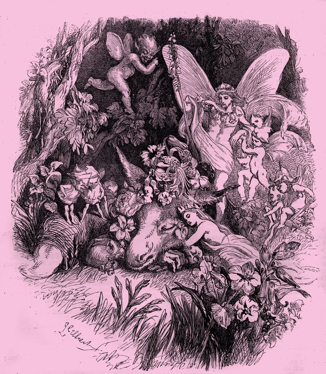 Titania y Bottom en Sueño de una noche de verano de John Gilbert