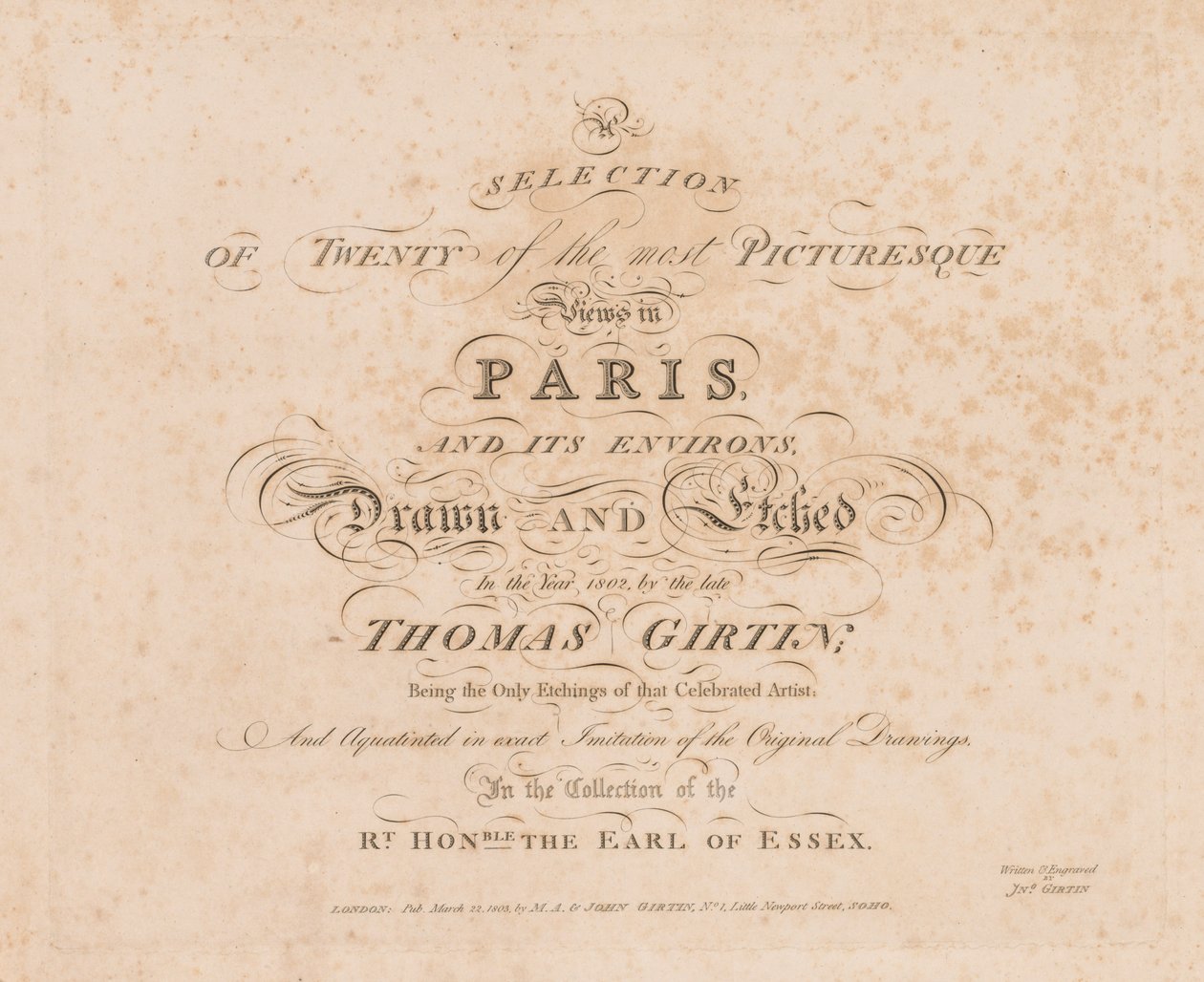 Una selección de veinte de las vistas más pintorescas de París y sus alrededores: página de título de John Girtin