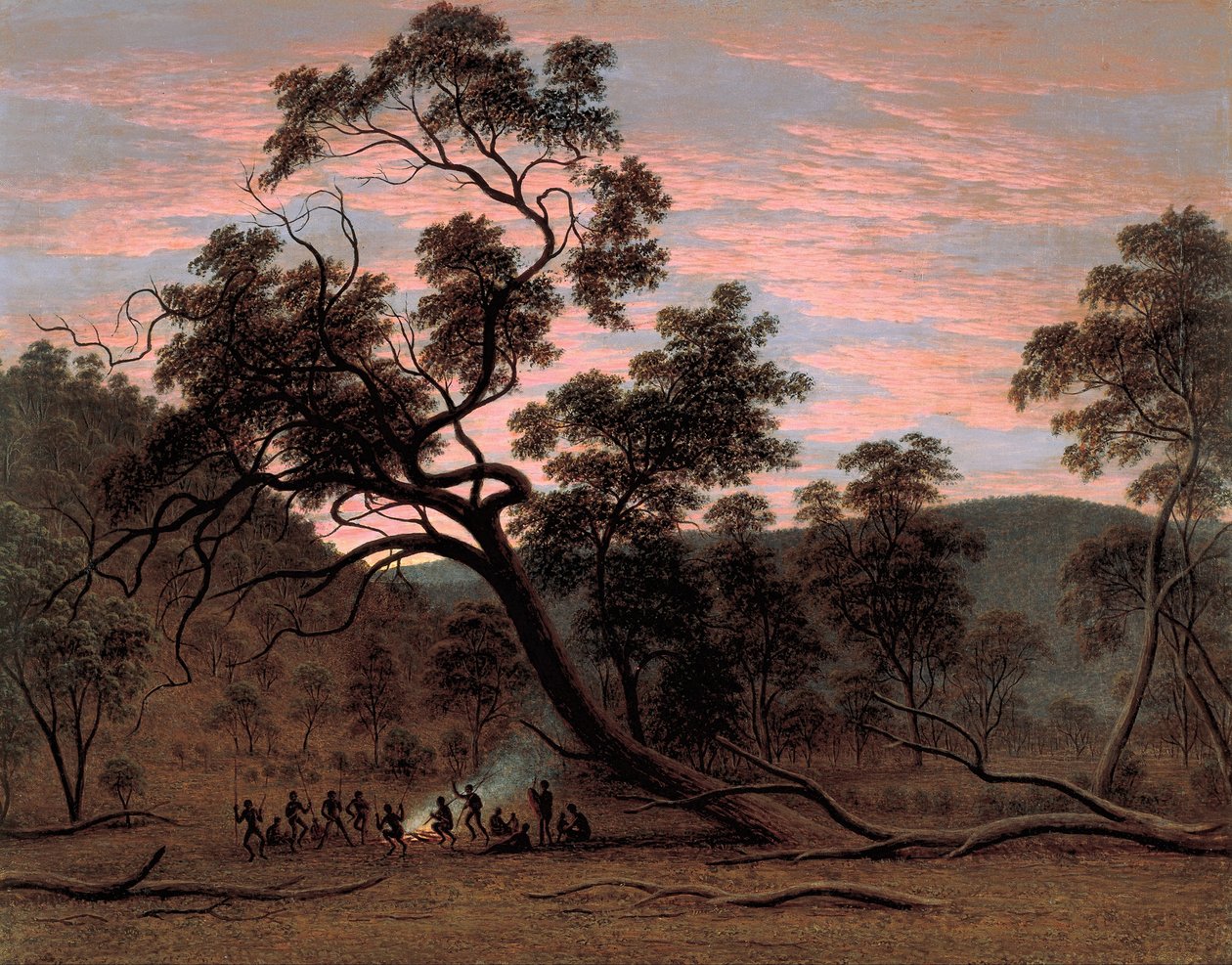 Un corroborí de nativos en Mills Plains de John Glover