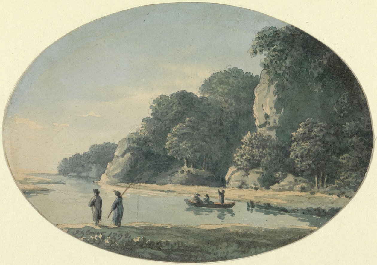 Río con pescador, 1792 de John Glover