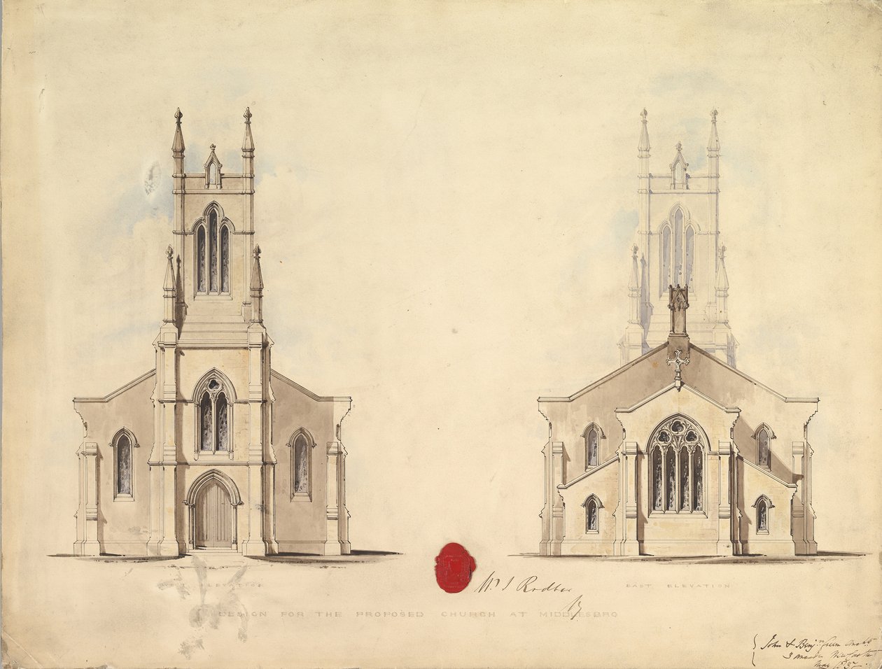 Diseño para la Iglesia Propuesta en Middlesborough, 1837 de John Greenwood