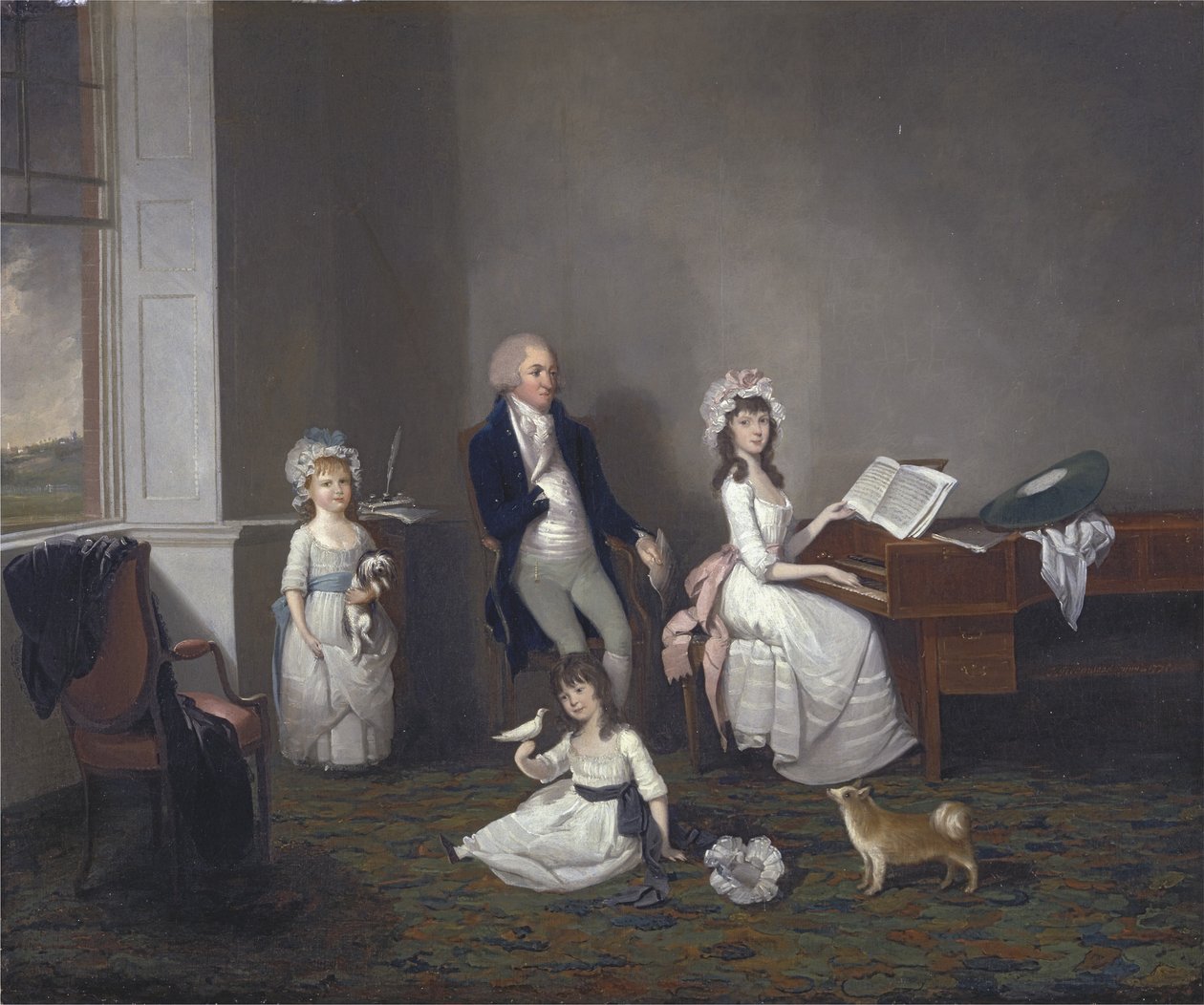 John Richard Comyns de Hylands Essex, con sus hijas, 1775 de John Greenwood