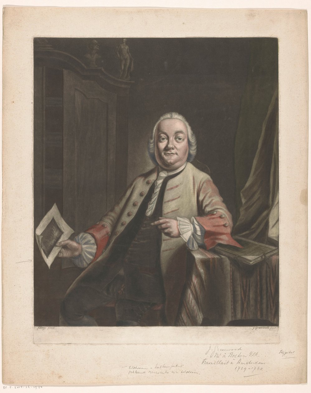 Retrato de Simon Fokke con la huella del saqueo de la casa de Gerrit Hagedooren, 1751 de John Greenwood