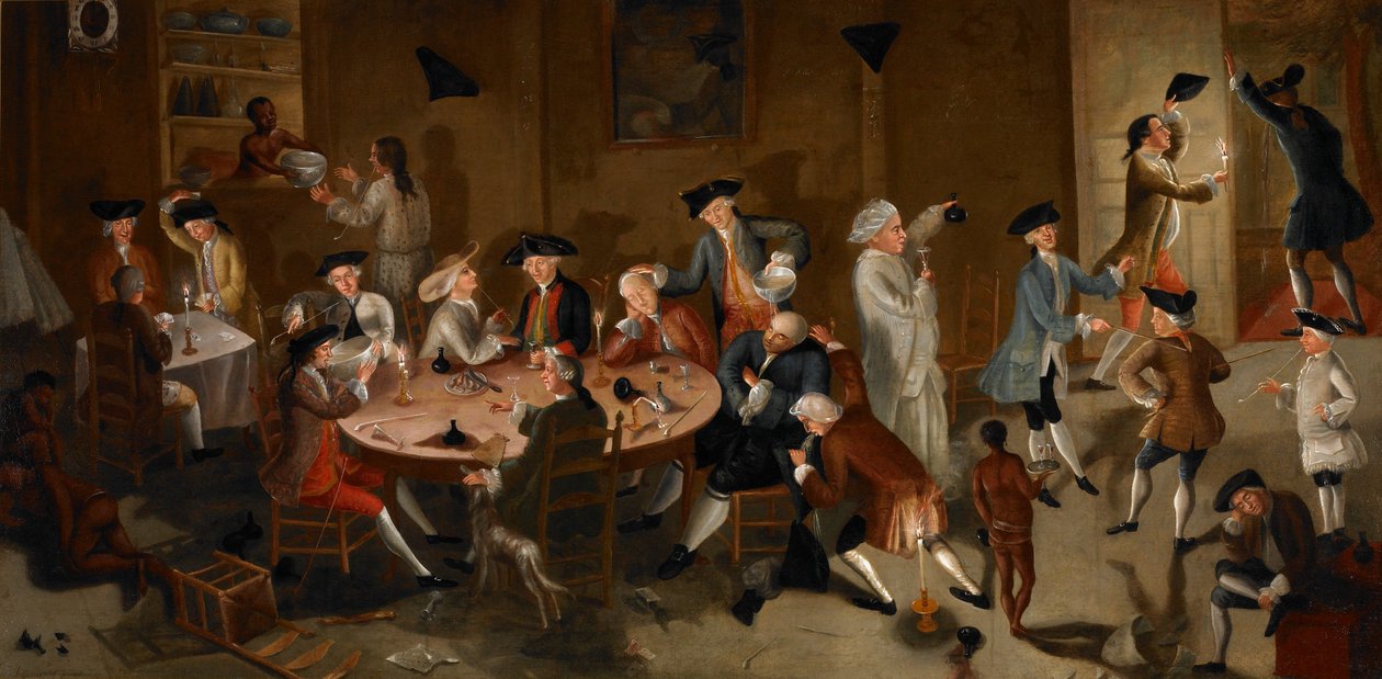 Sea Captains Carousing in Surinam, c.1752-58 (óleo sobre tela de cama) de John Greenwood