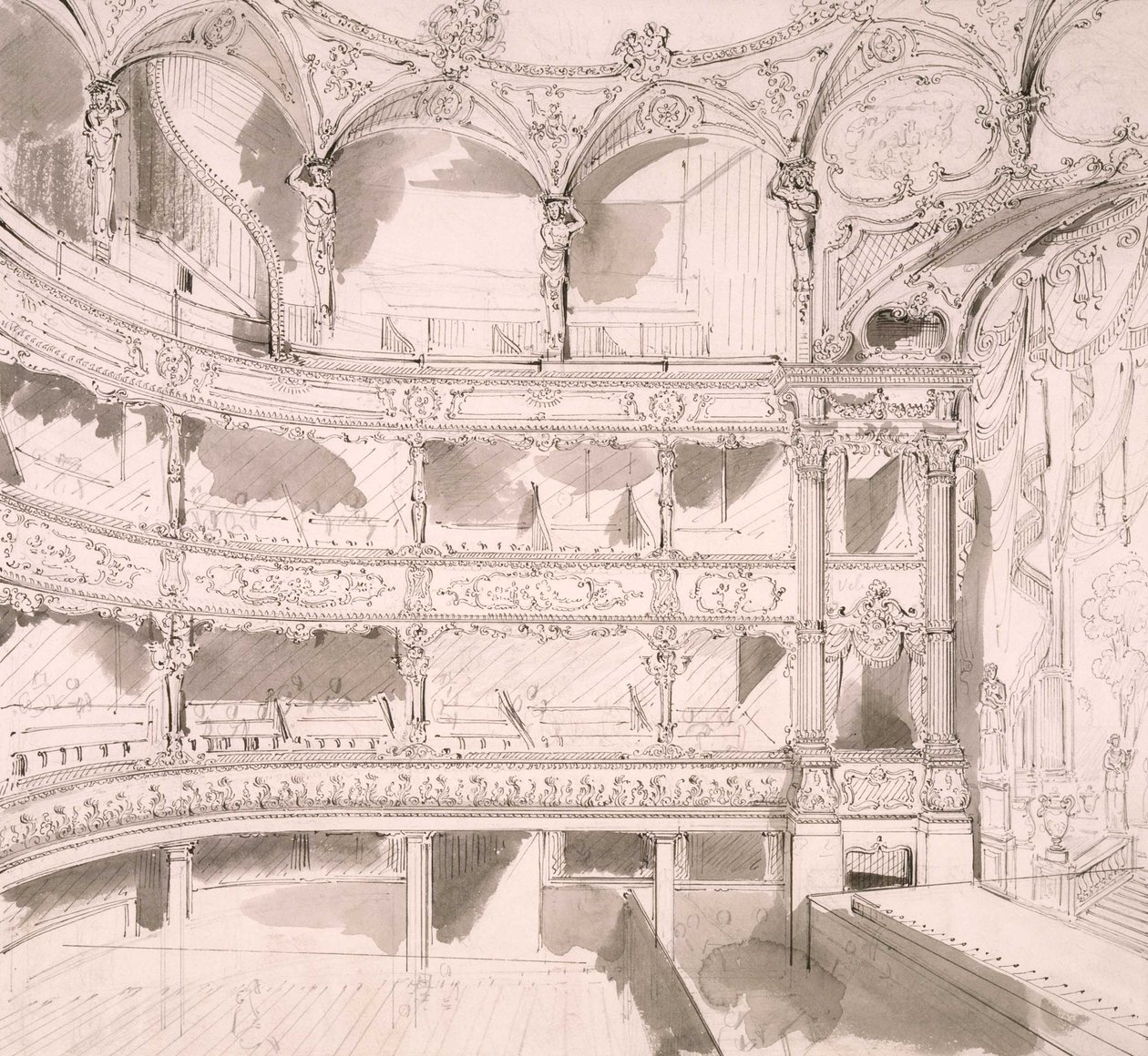Interior del St. James Theatre, Londres (boceto) de John Gregory Crace de John Gregory Crace