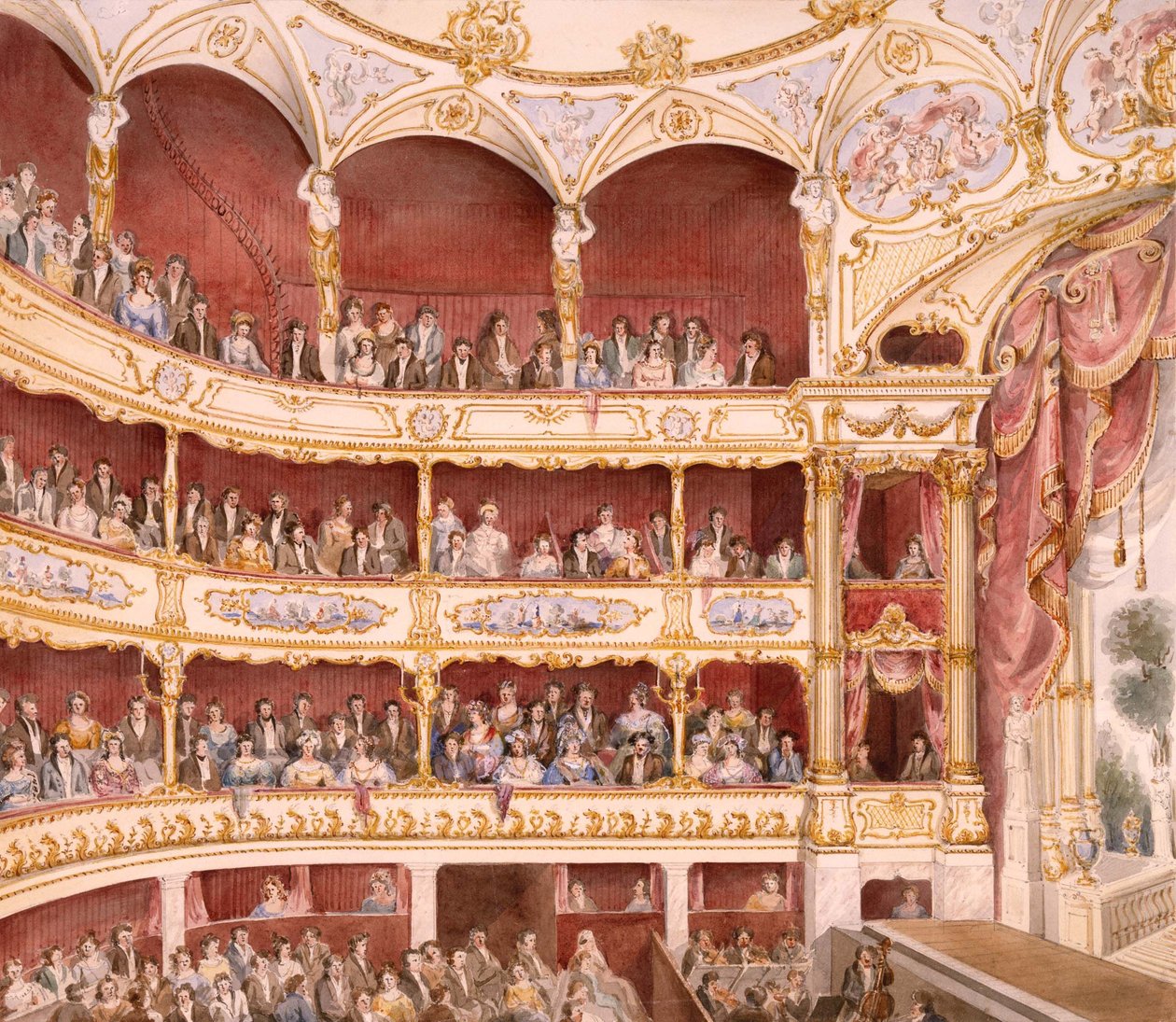 Interior del Teatro St. James, Londres (acuarela) de John Gregory Crace de John Gregory Crace