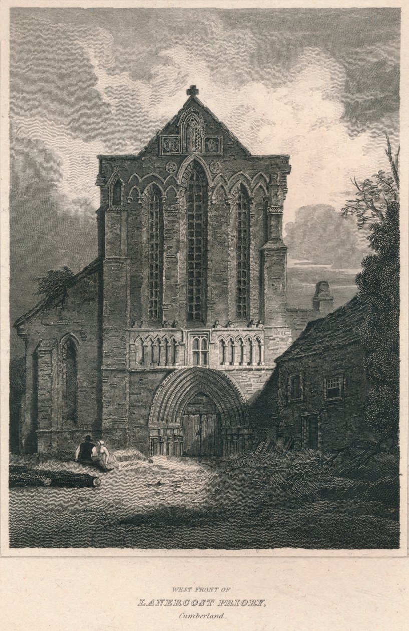 Frente oeste de la Abadía de Lanercost. Cumberland, 1814 de John Greig