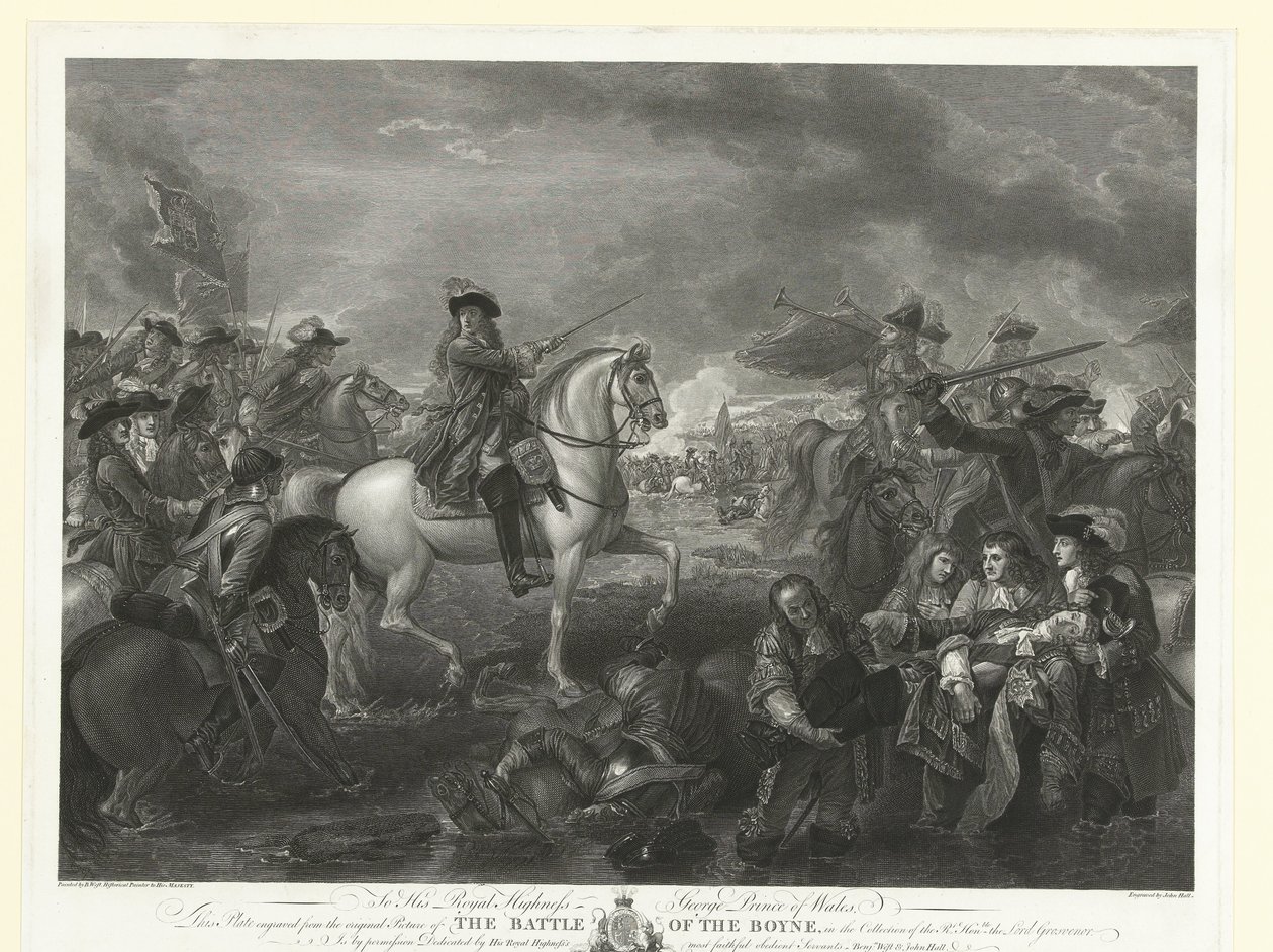El rey Guillermo III en la batalla del Boyne, 1690 La batalla del Boyne (título sobre el objeto) de John Hall