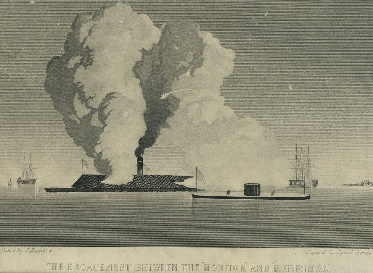 El Combate entre el Monitor y el Merrimac, c.1863 de John Hamilton