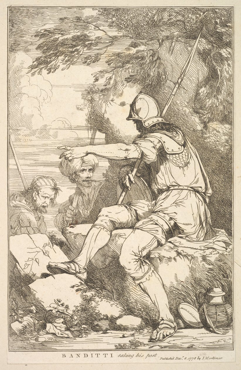 Banditti tomando su puesto de Quince Aguafuertes dedicados a Sir Joshua Reynol..., 8 de diciembre de 1778 de John Hamilton Mortimer