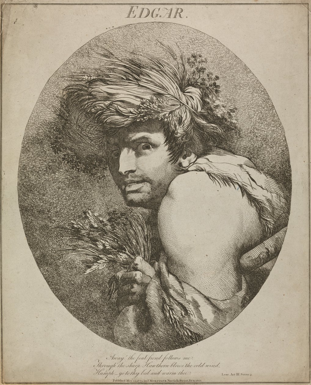 Edgar, "El Rey Lear", Acto III, Escena III de John Hamilton Mortimer