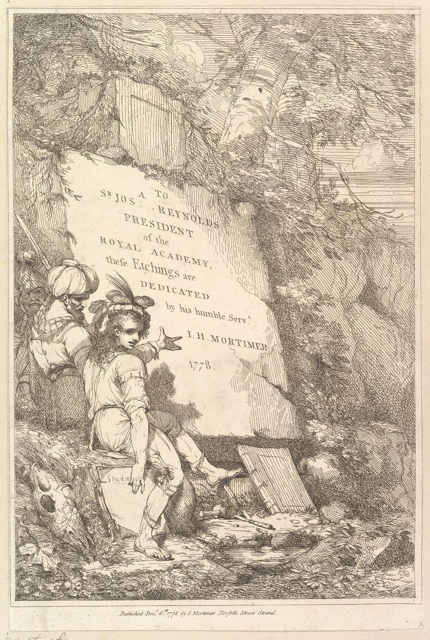 Portada de Quince Grabados Dedicados a Sir Joshua Reynolds, 1778 de John Hamilton Mortimer