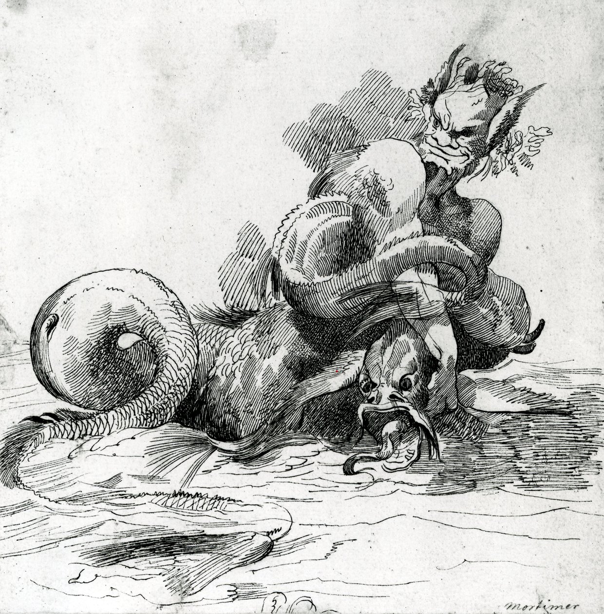Ilustración de un monstruo marino, siglo XVIII de John Hamilton Mortimer