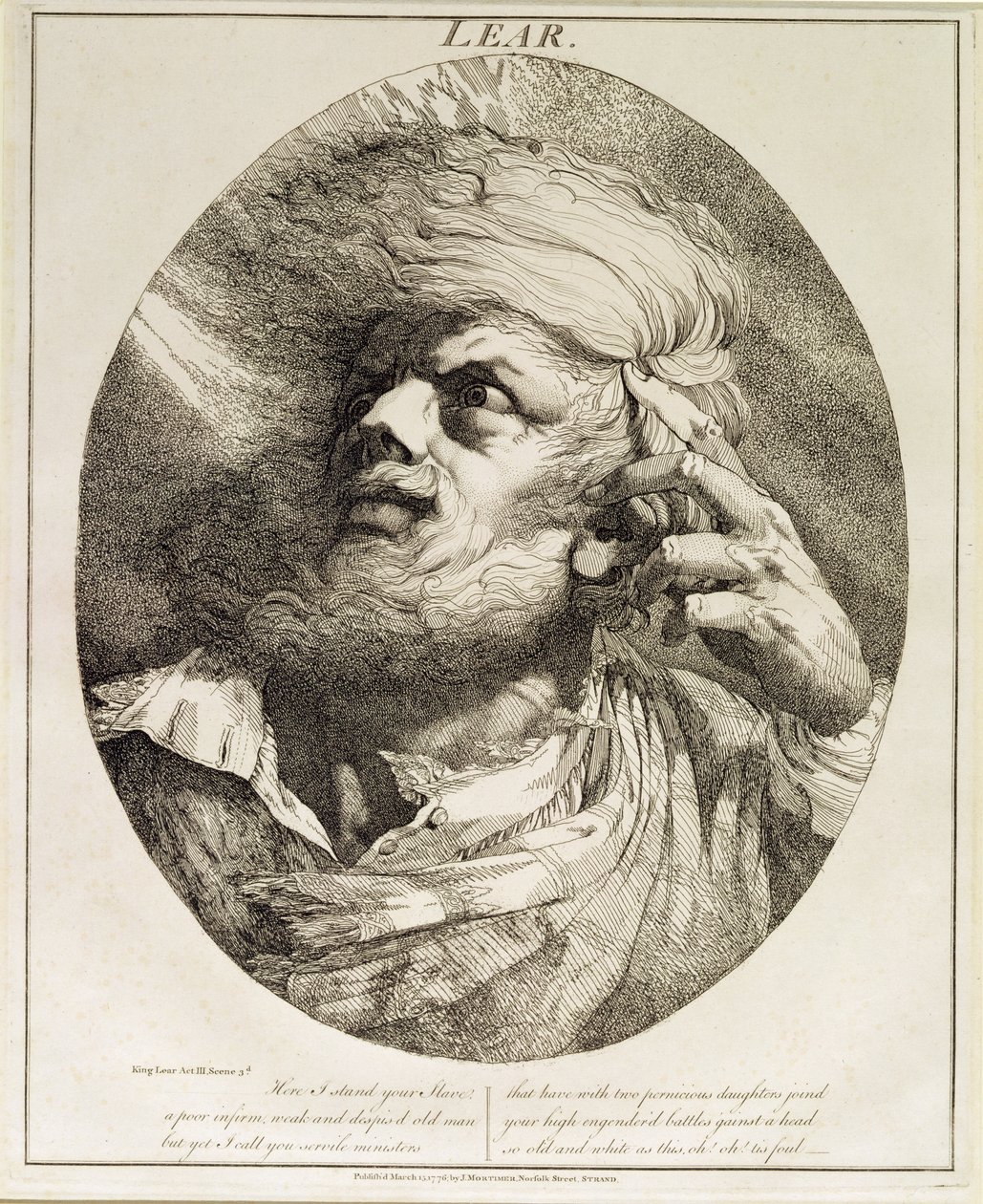 Lear, de El Rey Lear, Acto III, Escena 3, 1776 de John Hamilton Mortimer