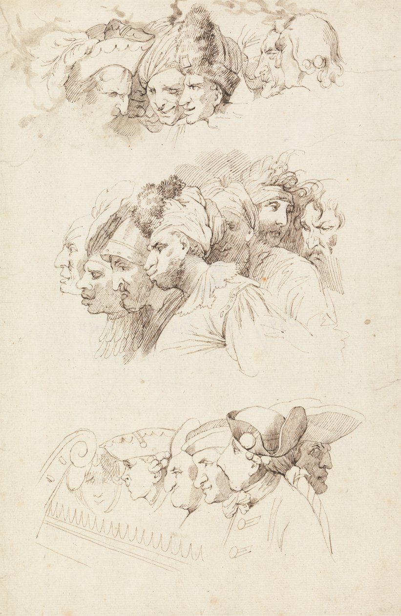 Estudios de grupos de cabezas de John Hamilton Mortimer