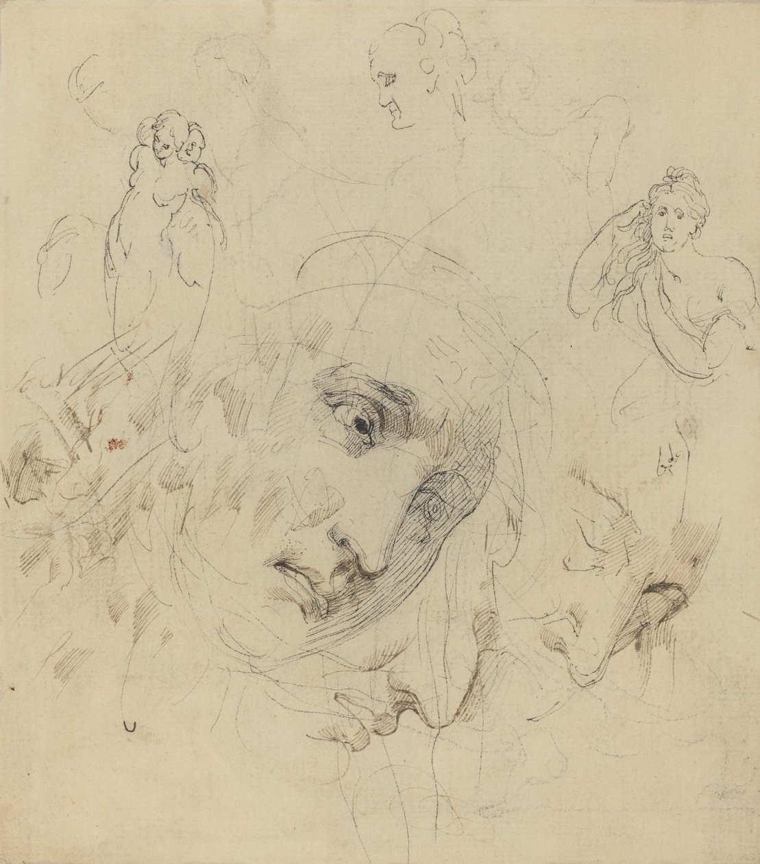 Estudios con Rostro Femenino Central de John Hamilton Mortimer