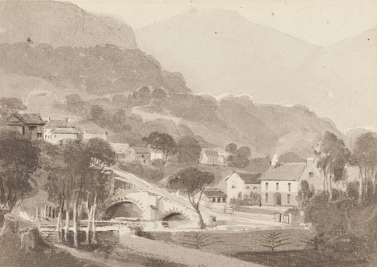 Puente de Brathay y Viejo Brathay, Distrito de los Lagos, Cumbria, 1820 de John Harden