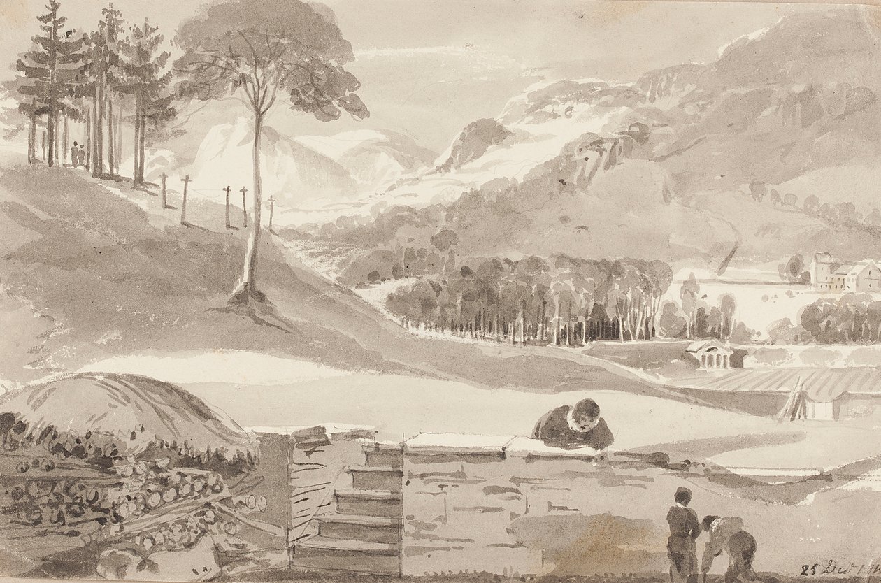 Campo de Brathay, Distrito de los Lagos, Cumbria, 1819 de John Harden