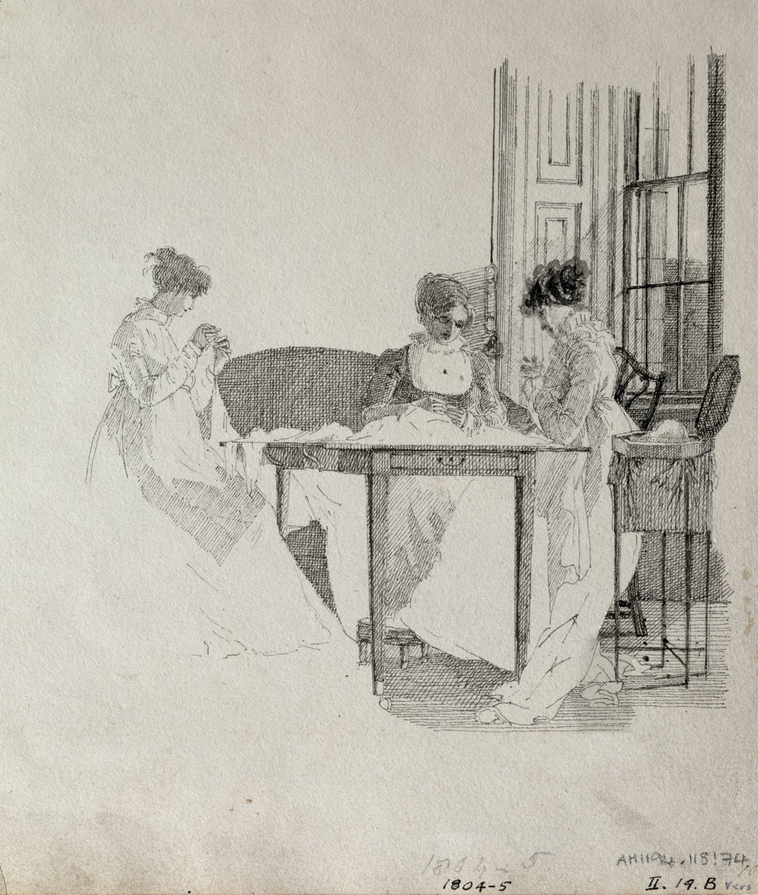 Damas cosiendo, 1805 de John Harden