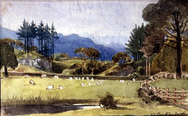 Langdale desde la orilla norte de Windermere de John Harden