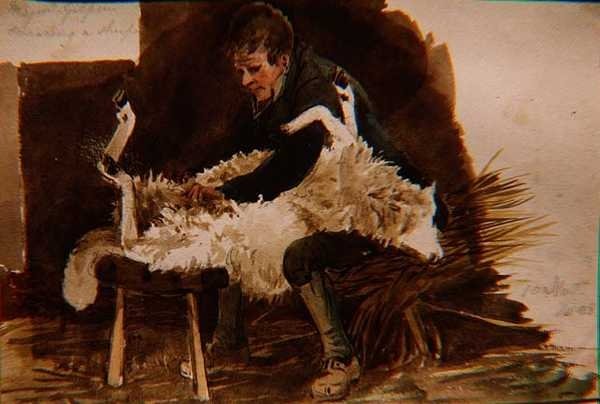 El mayor Gilpin esquilando una oveja de John Harden