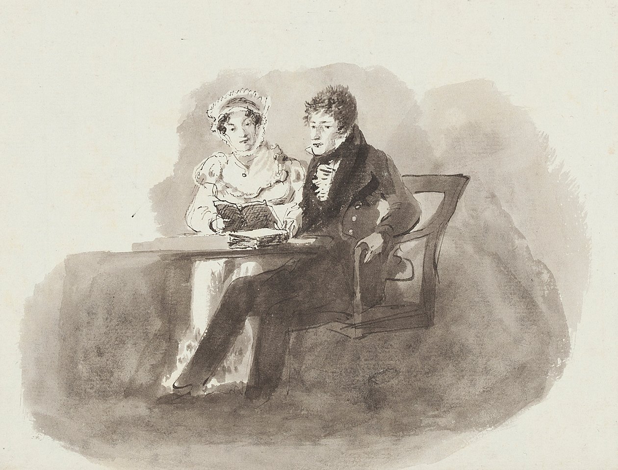 Hombre y mujer leyendo de John Harden